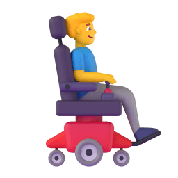 man in motorized wheelchair facing right Discord emoji PNG