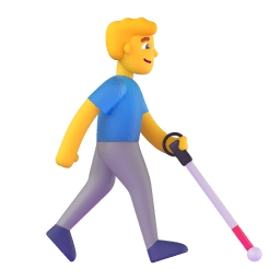 man with white cane facing right Discord emoji PNG