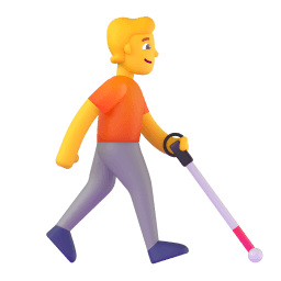 person with white cane facing right Discord emoji PNG
