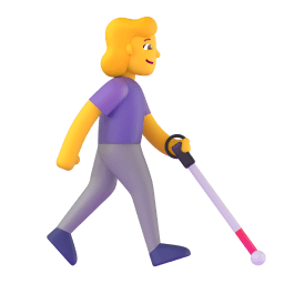 woman with white cane facing right Discord emoji PNG