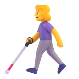 woman with white cane Discord emoji PNG